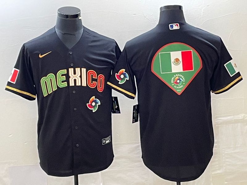 Men 2023 World Cub Mexico Blank Black gold Nike MLB Jersey11->more jerseys->MLB Jersey